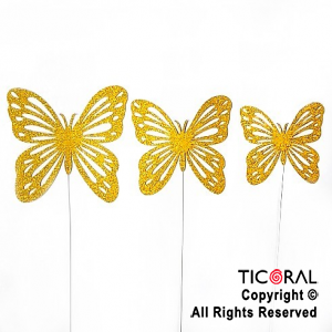 CAKE TOPPER MARIPOSA GIBRE ORO CON PINCHE X 10 UNIDADES